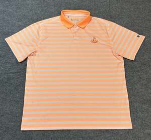 Under Armour Men’s 2XL Orange White Stripe Golf Polo Shirt Loose Canasawacta